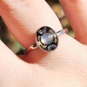 Elegant Moonstone Ring with Star Accents